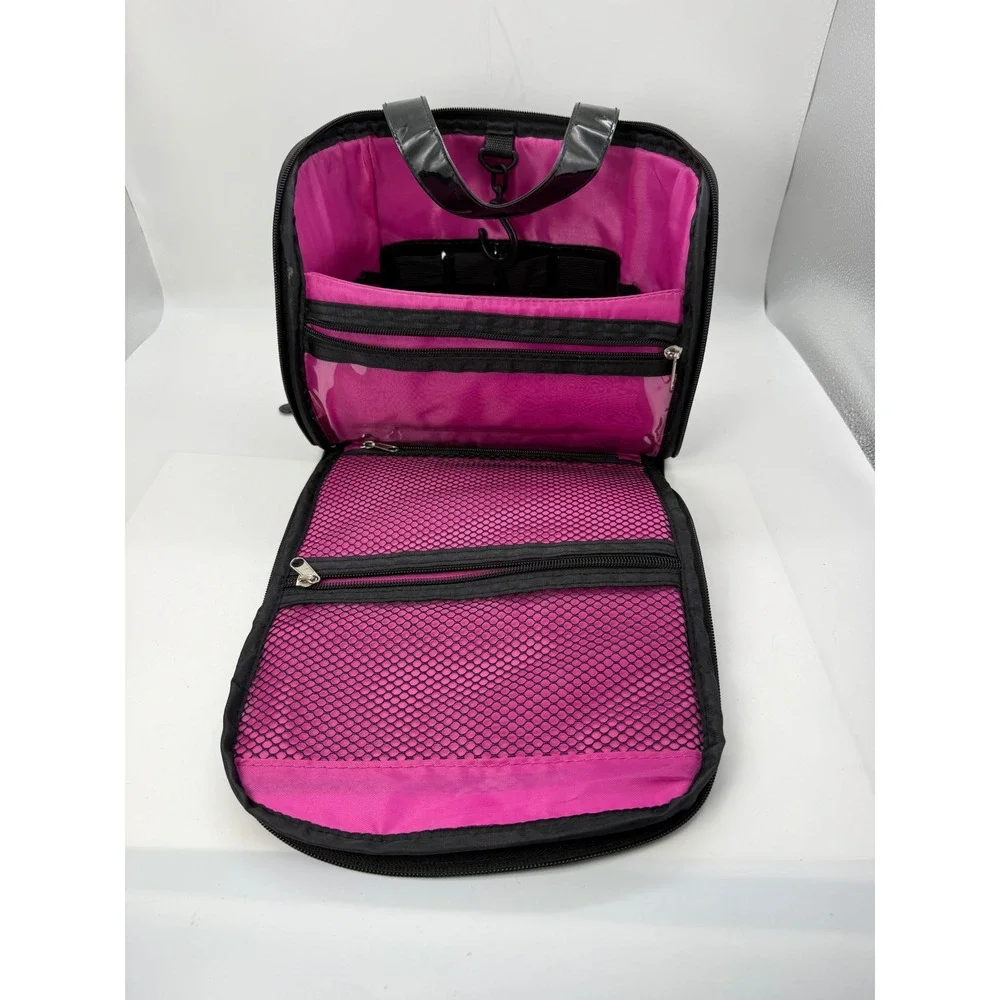 Caboodles Black Logo Print Hanging Toiletry Bag Makeup Organizer Travel Case